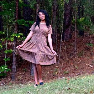 SHEIN leopard ruffle hem dress